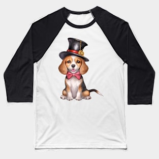 Watercolor Beagle Dog in Magic Hat Baseball T-Shirt